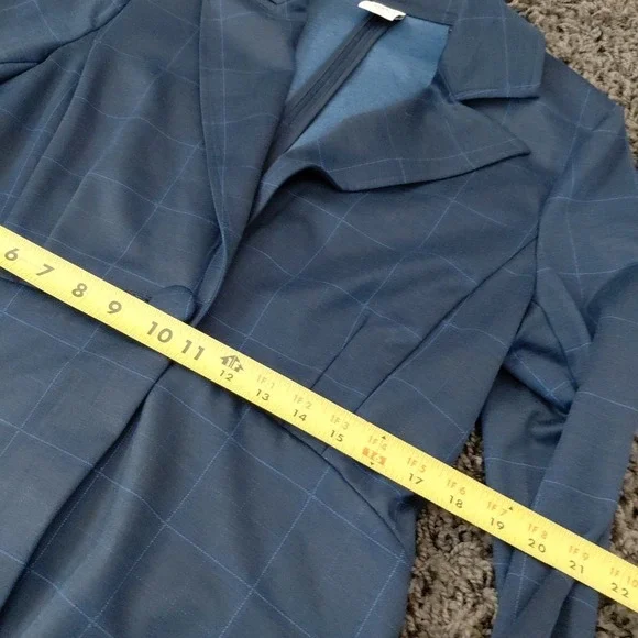 Cabi Women's Checkout Blazer 10 Jacket Sunset Kiss Blue Check Kick Pleat‎ Career - Picture 12 of 13